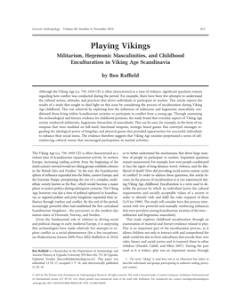 Playing Vikings Militarism, Hegemonic Masculinities, and Childhood Enculturation in Viking Age Scandinavia