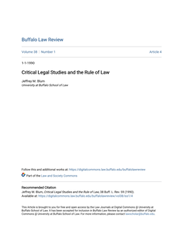 Critical Legal Studies and the Rule of Law