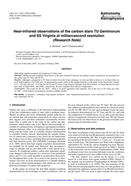 Near-Infrared Observations of the Carbon Stars TU Geminorum and SS Virginis at Milliarcsecond Resolution (Research Note)