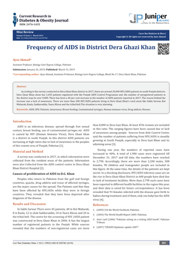 Frequency of AIDS in District Dera Ghazi Khan