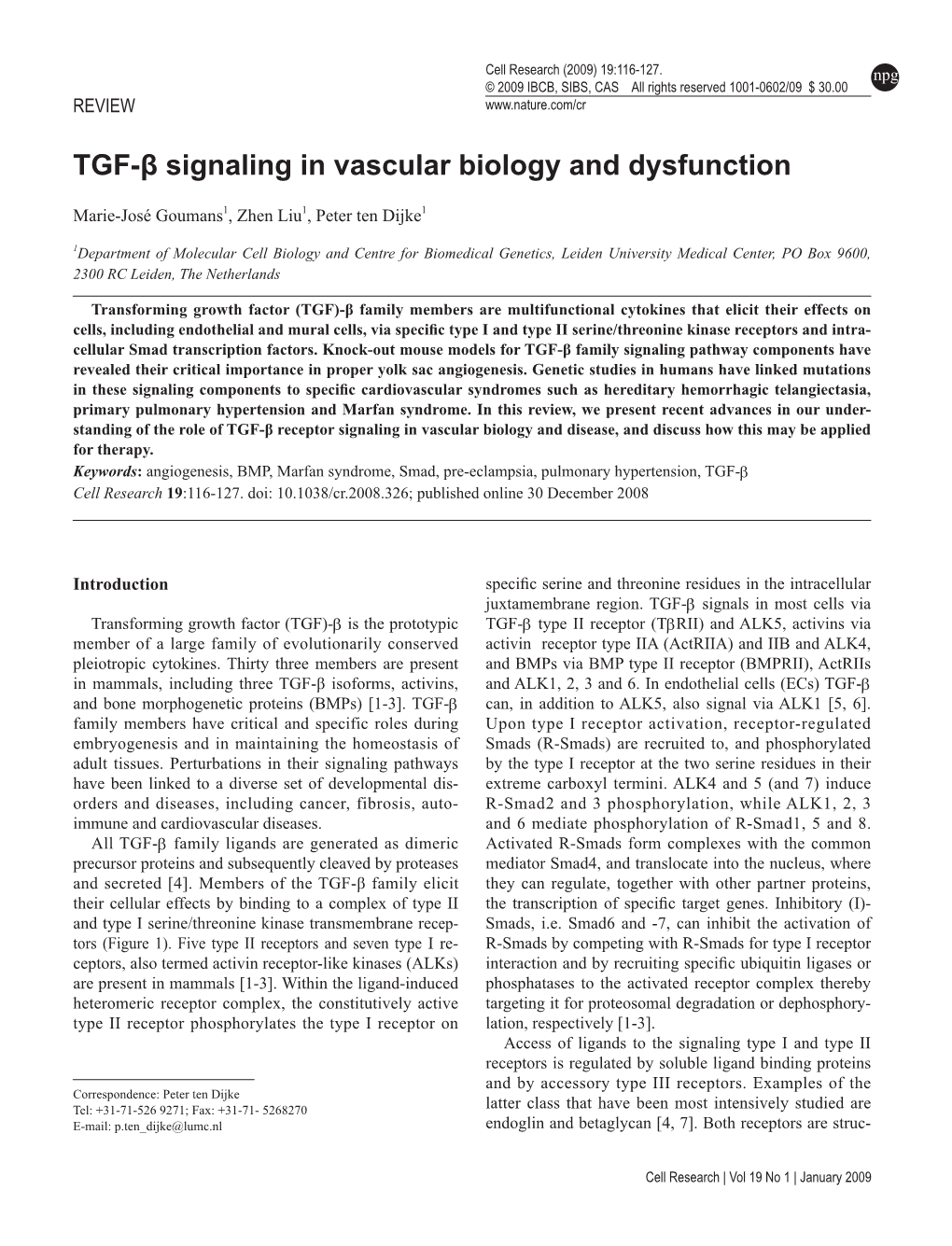 TGF-Β Signaling in Vascular Biology and Dysfunction