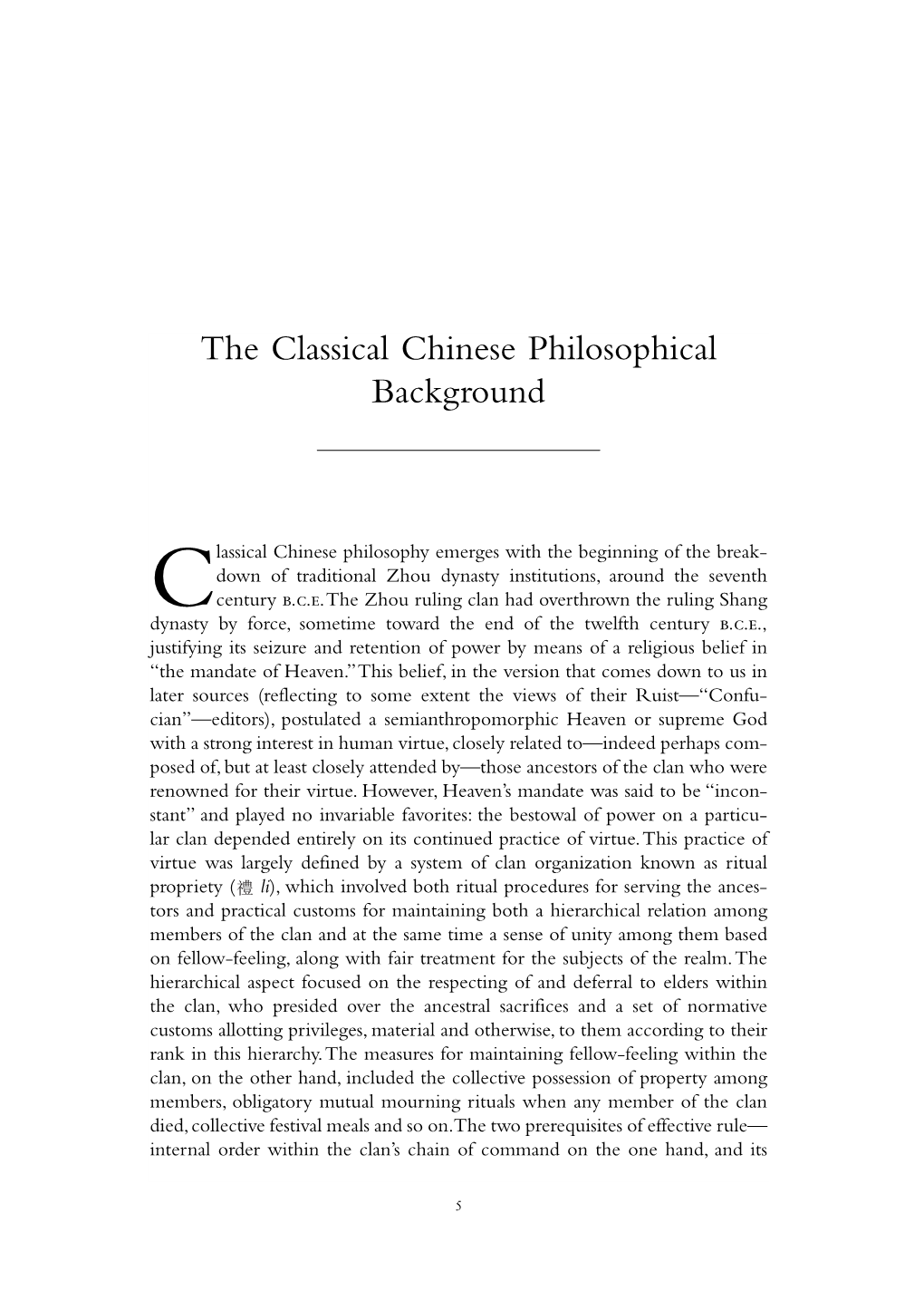 The Classical Chinese Philosophical Background