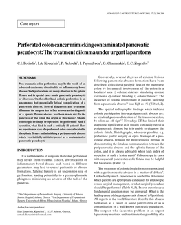 Perforated Colon Cancer Mimicking Contaminated Pancreatic Pseudocyst: the Treatment Dilemma Under Urgent Laparotomy
