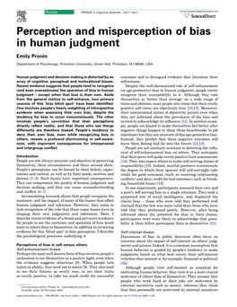 Perception and Misperception of Bias in Human Judgment