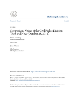 Voices of the Civil Rights Division: Then and Now (October 28, 2011) Brian K