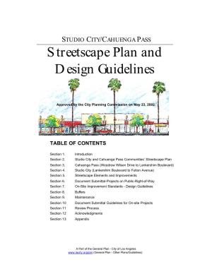 STUDIO CITY/CAHUENGA PASS Streetscape Plan and Design Guidelines
