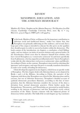 Review Xenophon, Education, and the Athenian Democracy