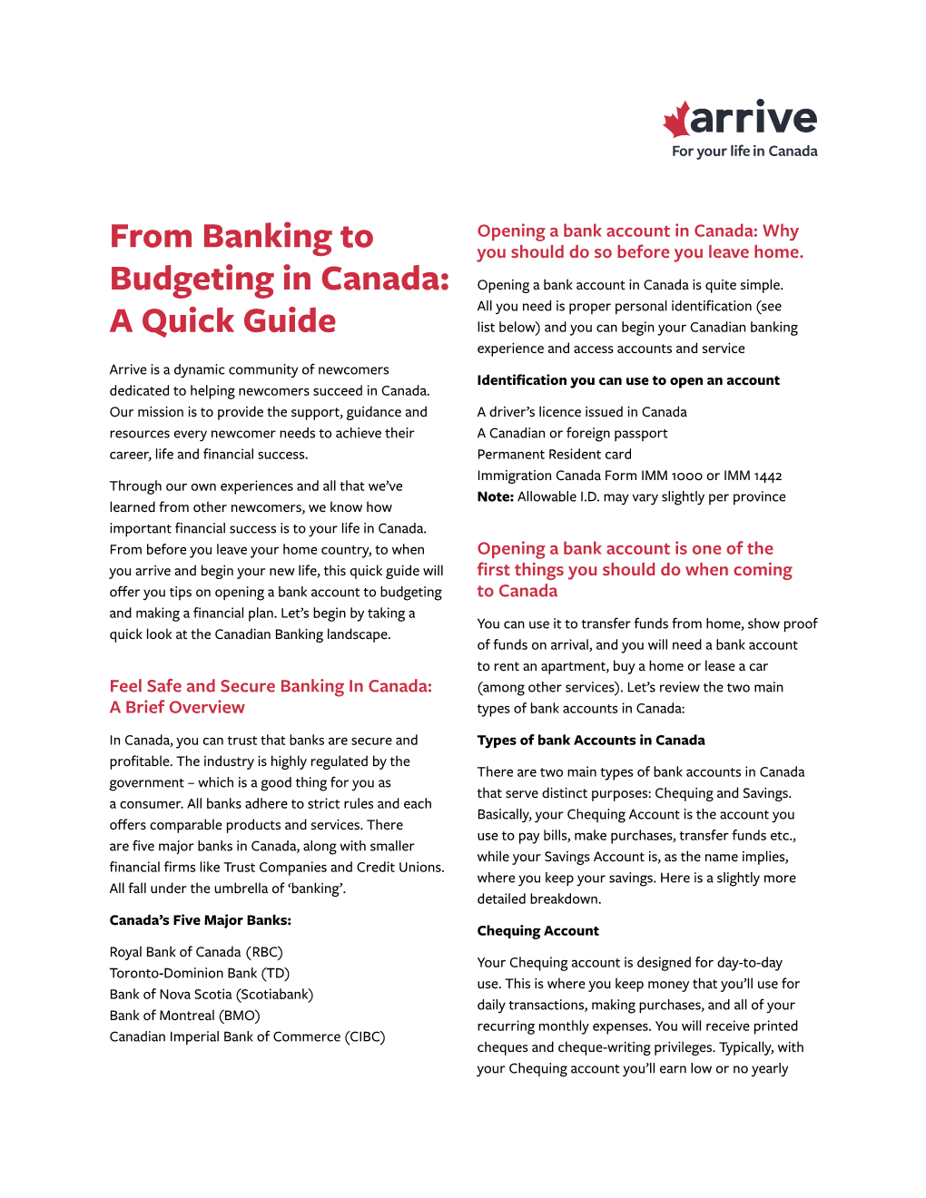 From Banking to Budgeting in Canada: a Quick Guide