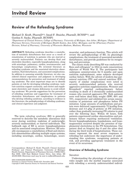 Review of the Refeeding Syndrome