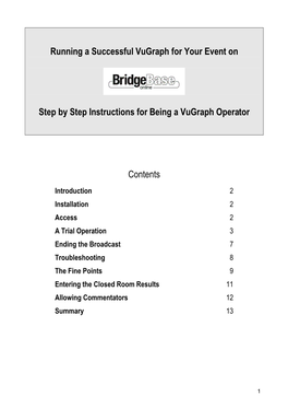 BBO Instructions for Vugraph Operators