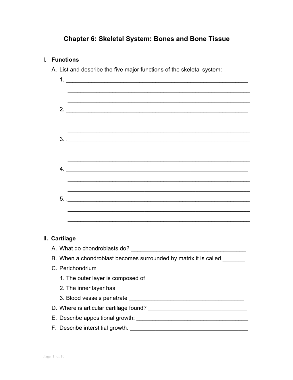 Skeletal System: Bones and Bone Tissue