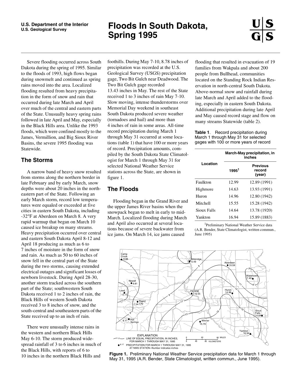 Floods in South Dakota, Spring 1995