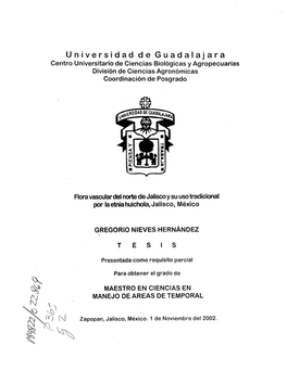 Universidad De Guadalajara Centro Universitario De Ciencias Biológicas Y Agropecuarias División De Ciencias Agronómicas Coordinación De Posgrado