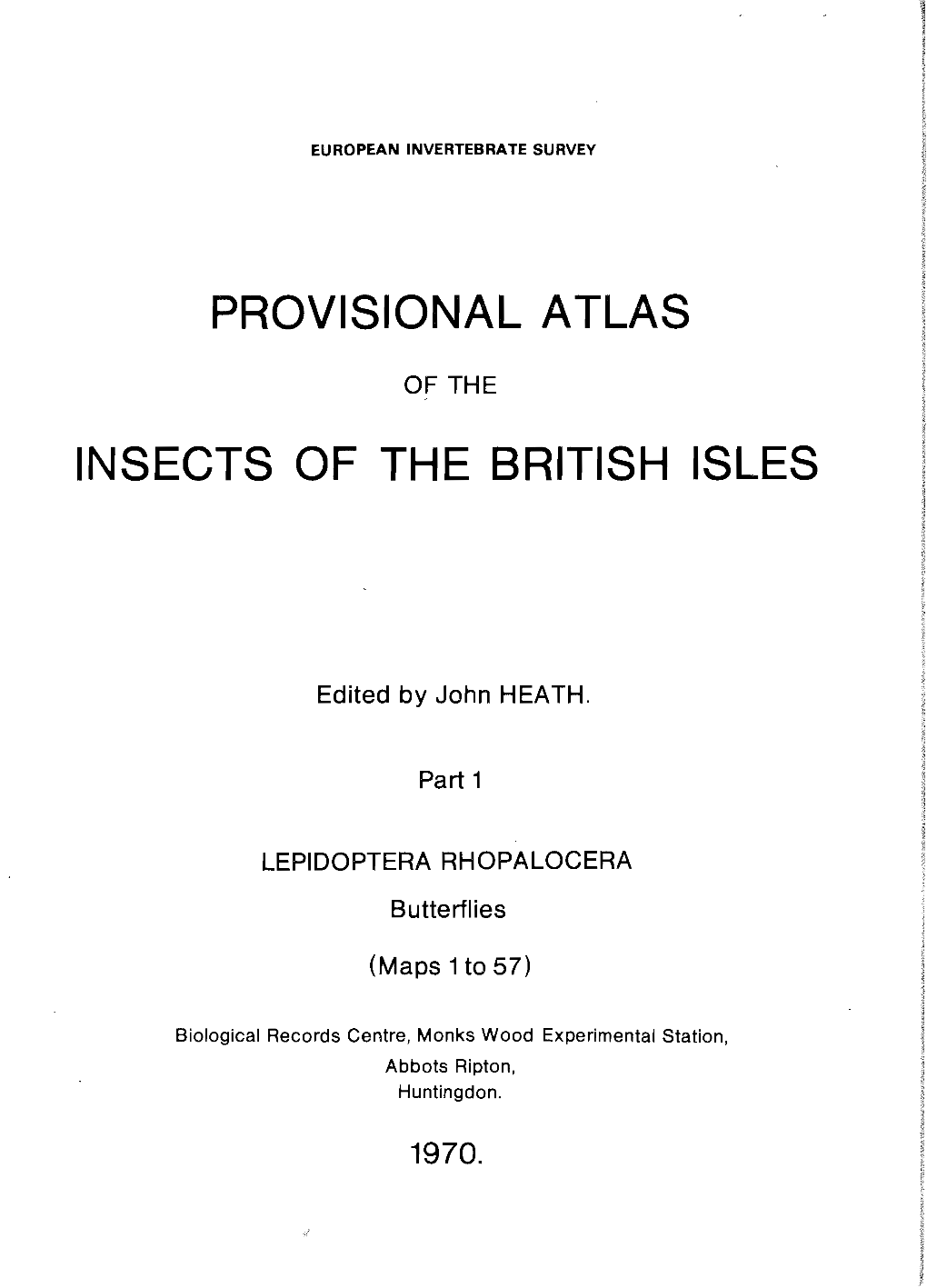Provisional Atlas Insects of the British Isles