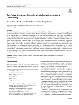 Task-Space Admittance Controller with Adaptive Inertia Matrix Conditioning