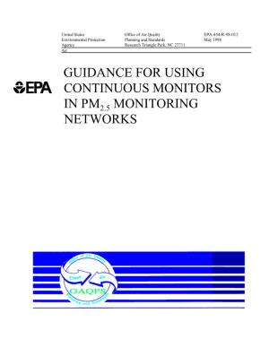 Guidance for Using Continuous Monitors in Pm Monitoring