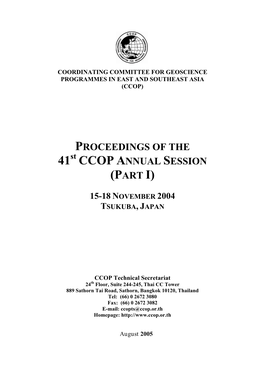 PROCEEDINGS of the 41St CCOP ANNUAL SESSION (PART I)