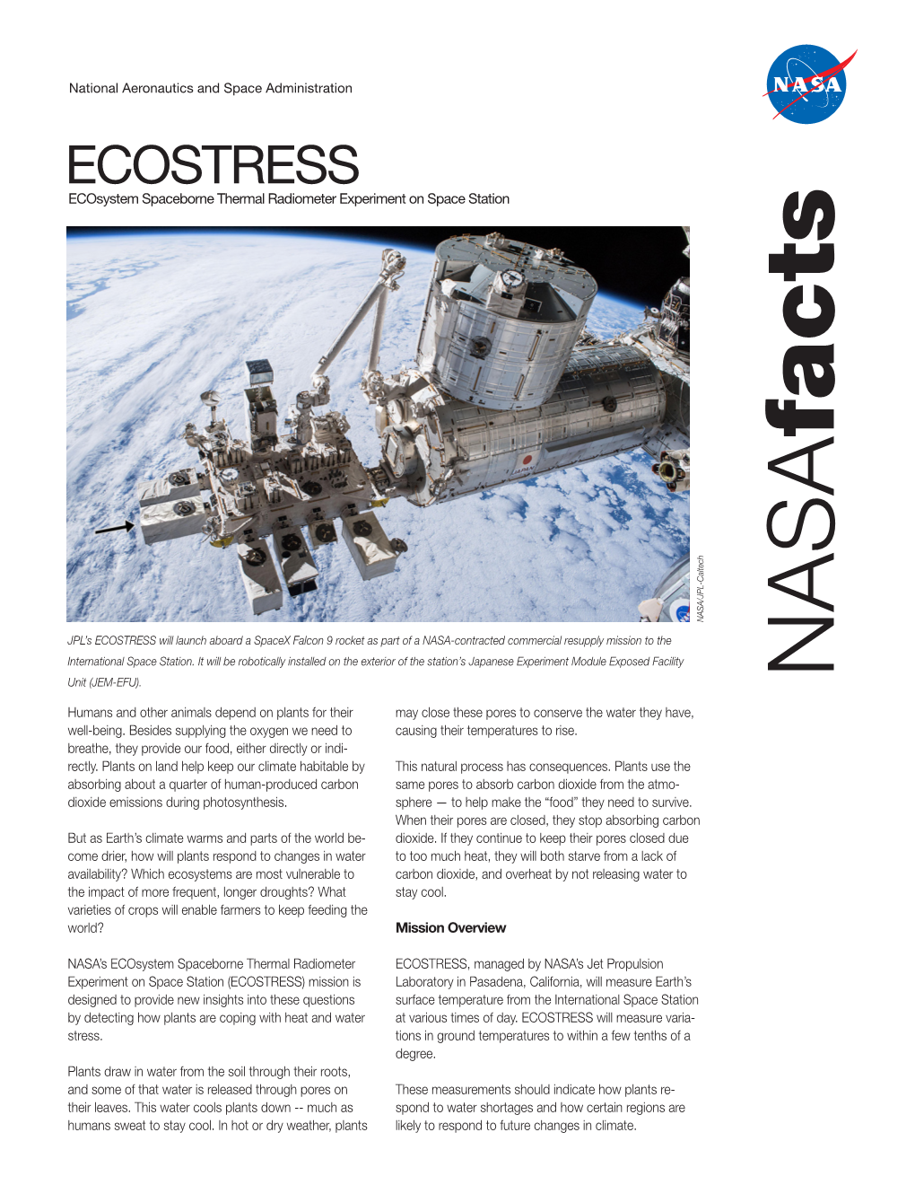 ECOSTRESS Fact Sheet
