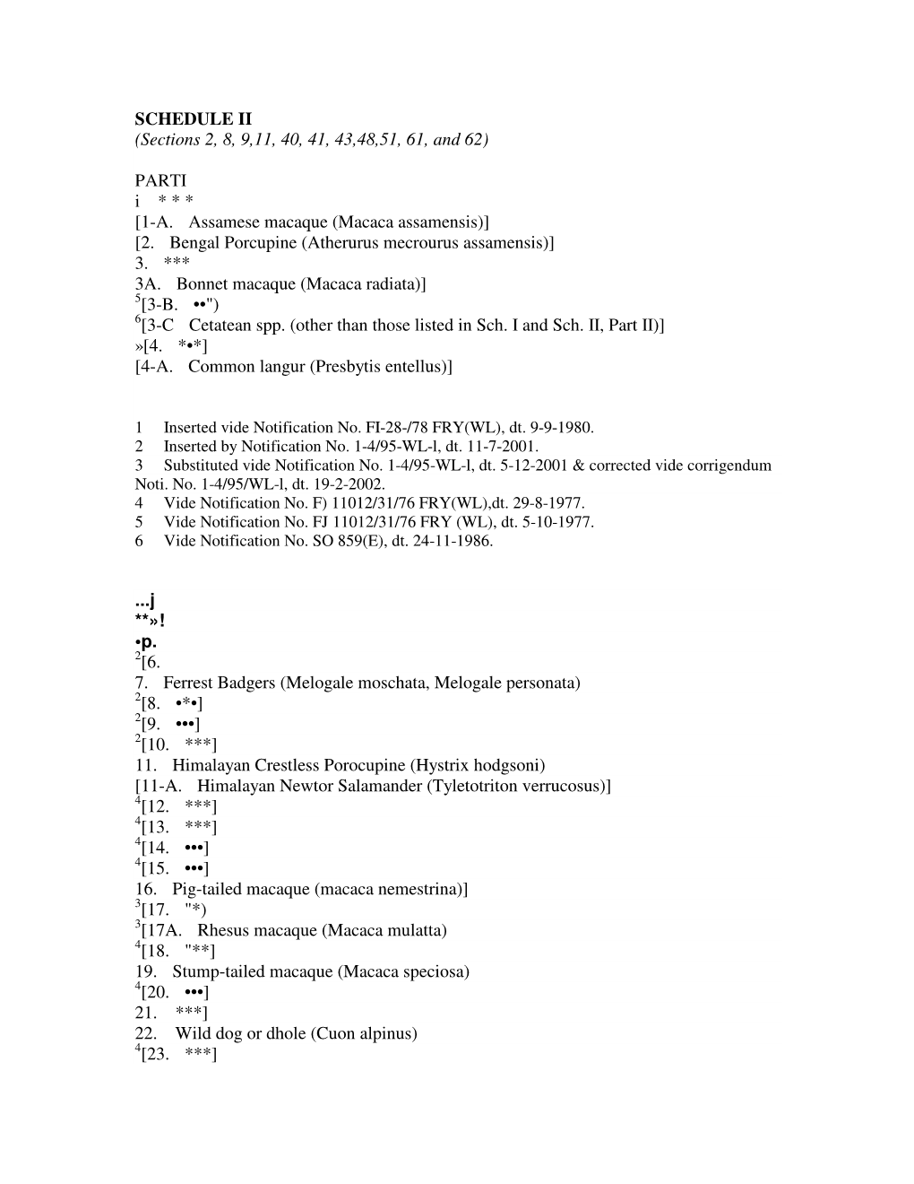 SCHEDULE II (Sections 2, 8, 9,11, 40, 41, 43,48,51, 61, and 62)