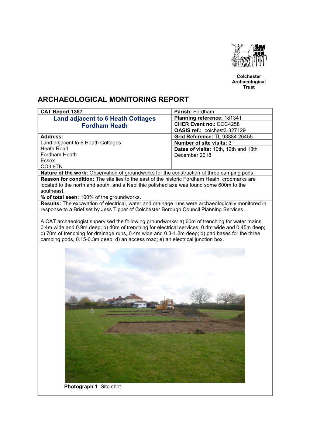 Archaeological Monitoring Report