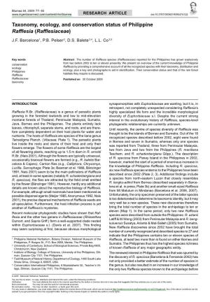 Taxonomy, Ecology, and Conservation Status of Philippine Rafflesia (Rafflesiaceae)