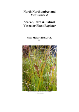 North Northumberland Scarce, Rare & Extinct Vascular Plant Register