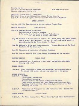 Program for the 17311 World Science Fiction Convention Hotel