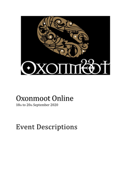 Oxonmoot Online 18Th to 20Th September 2020