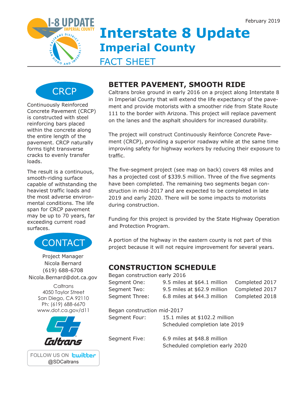 Interstate 8 Update Imperial County FACT SHEET