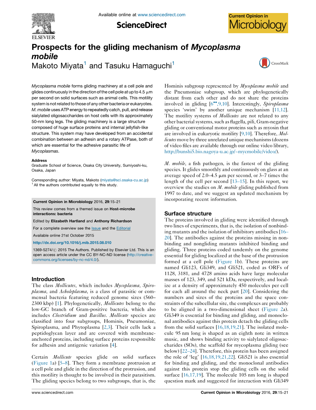 Prospects for the Gliding Mechanism of Mycoplasma Mobile