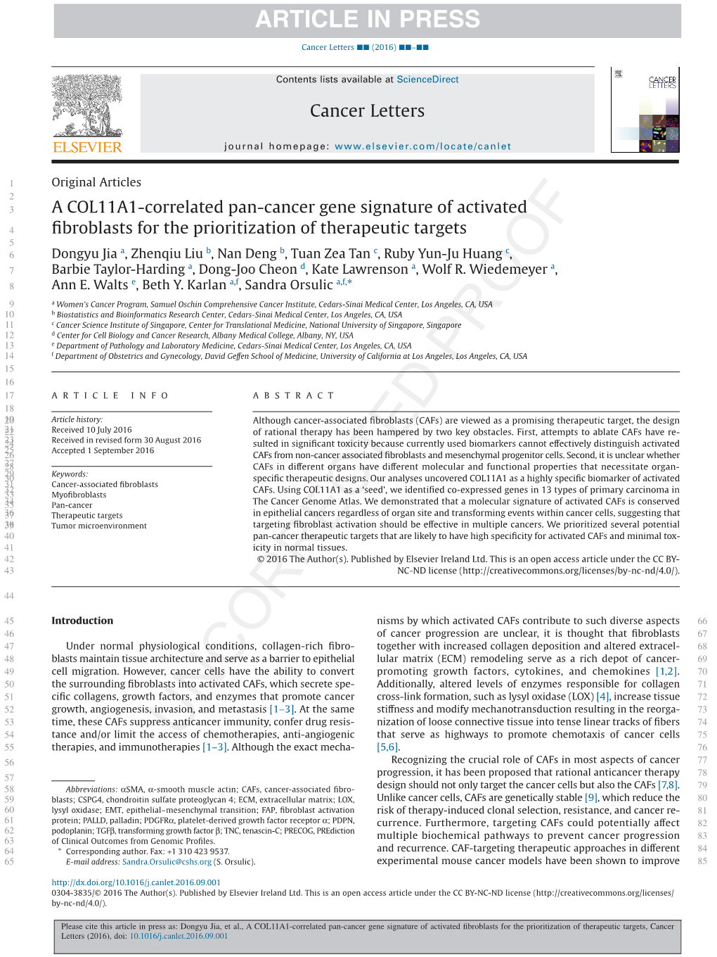 A COL11A1-Correlated Pan-Cancer Gene Signature Of