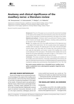 Anatomy and Clinical Significance of the Maxillary Nerve: a Literature Review I.M