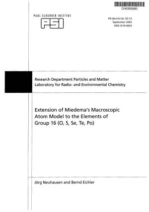 Extension of Miedema's Macroscopic Atom Model to the Elements of Group 16 (0, S, Se, Te, Po)