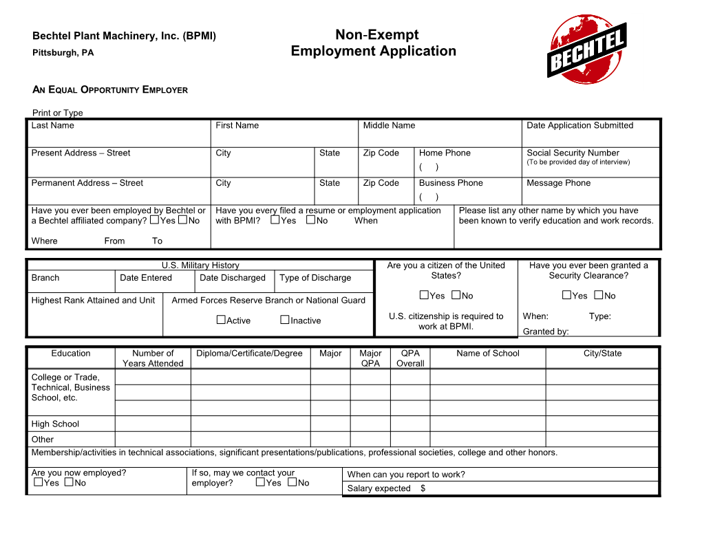 BPMI Pgh NE Application