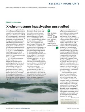 Non-Coding RNA: X-Chromosome Inactivation Unravelled