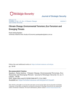 Climate Change, Environmental Terrorism, Eco-Terrorism and Emerging Threats