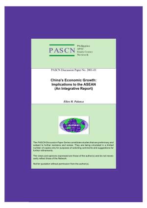 China's Economic Growth: Implications to the ASEAN (An Integrative Report)