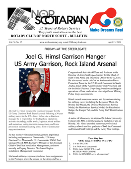 Joel G. Himsl Garrison Manger US Army Garrison, Rock Island Arsenal