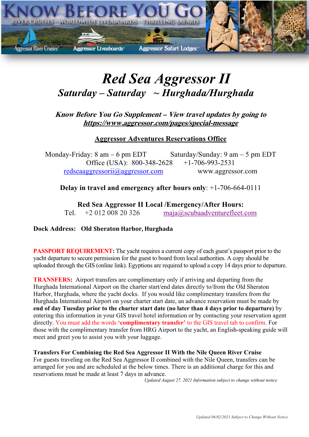 Red Sea Aggressor II Saturday – Saturday ~ Hurghada/Hurghada