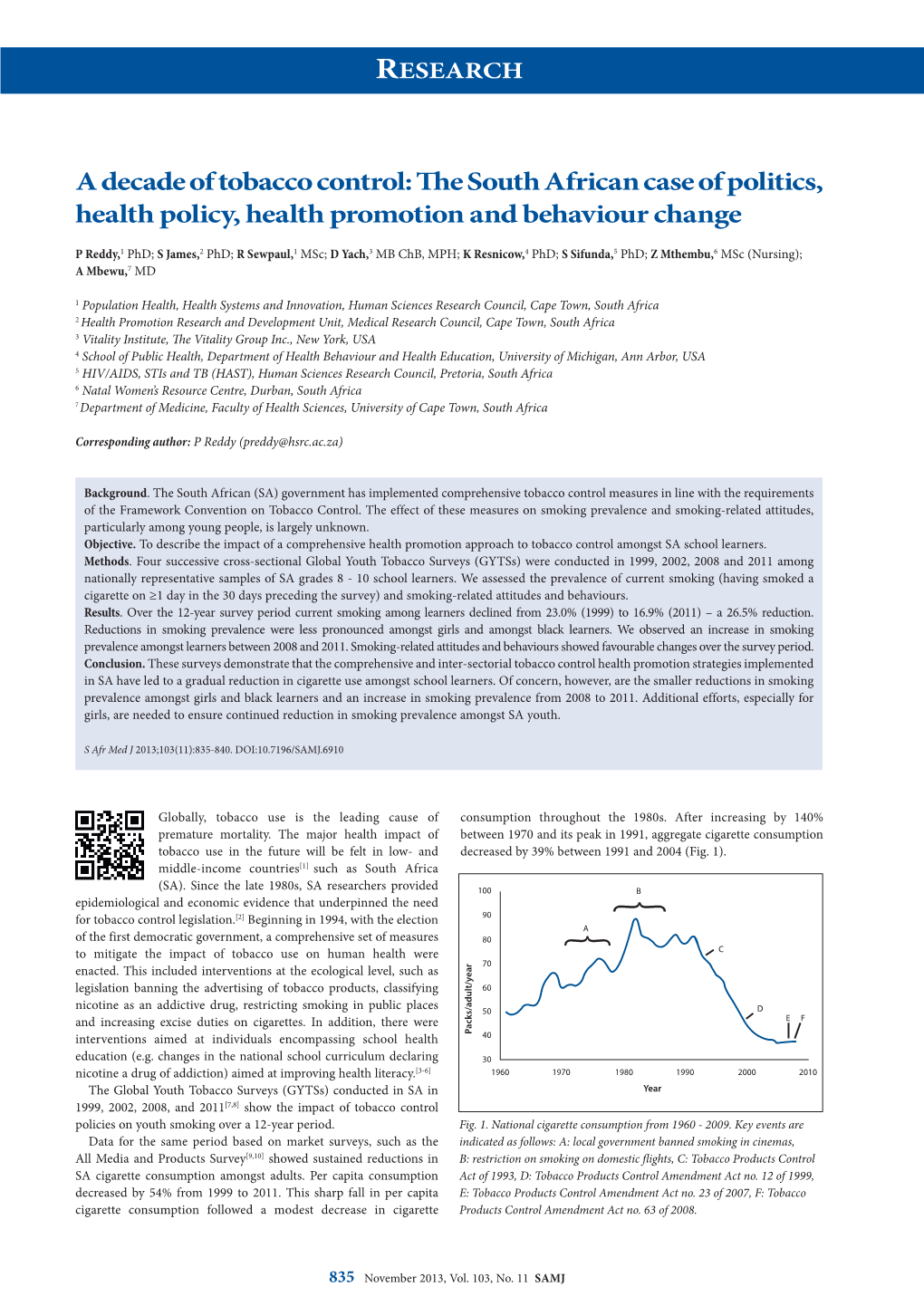 A Decade of Tobacco Control: the South African Case of Politics, Health Policy, Health Promotion and Behaviour Change