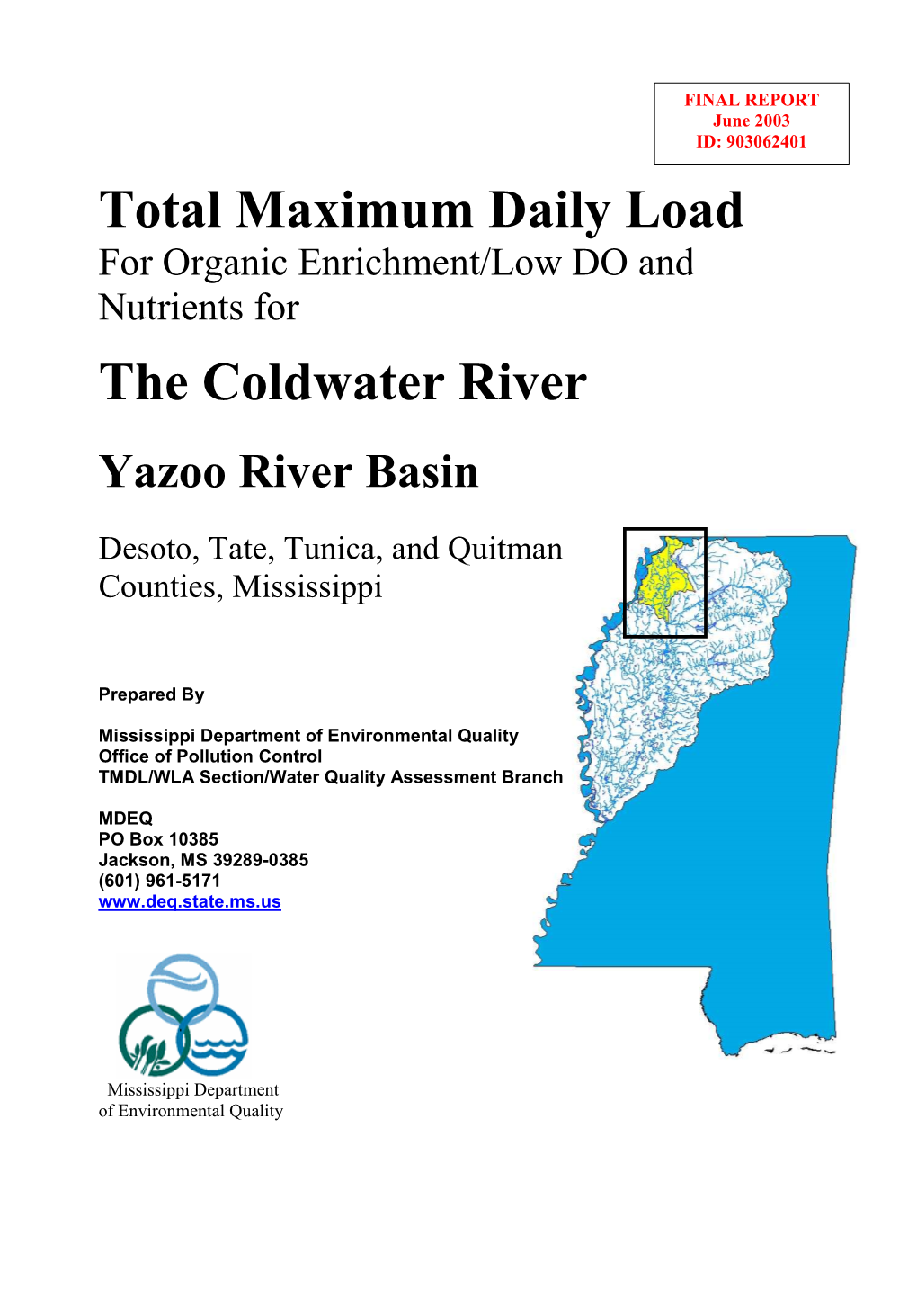 Total Maximum Daily Load the Coldwater River