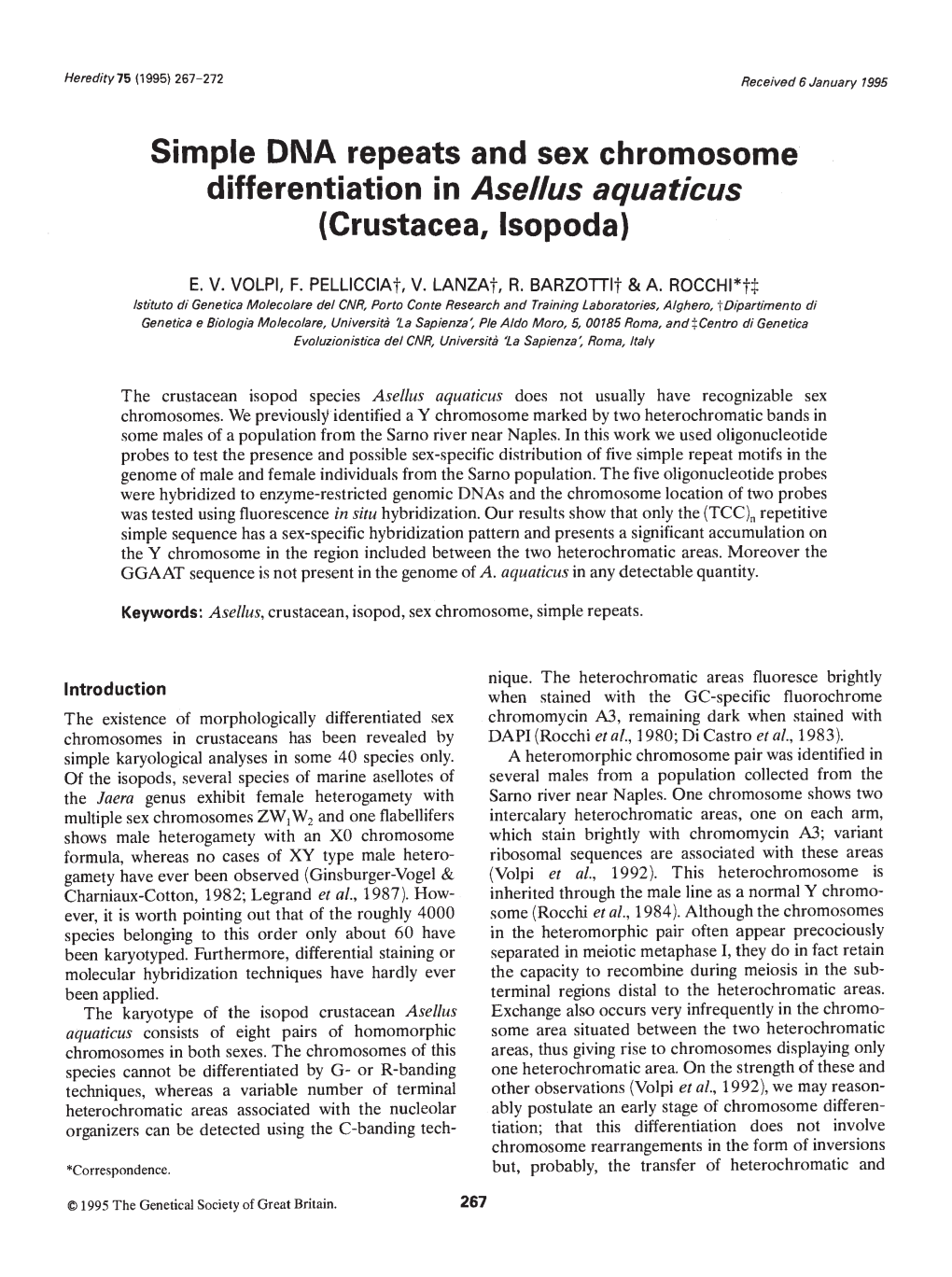 Differentiation in Asellus Aquaticus (Crustacea, Isopoda)