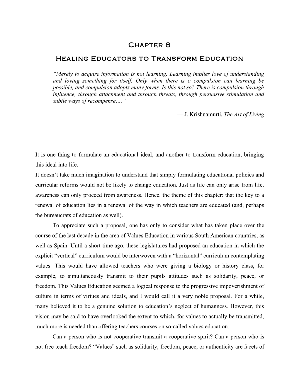 Chapter 8 Healing Educators to Transform Education