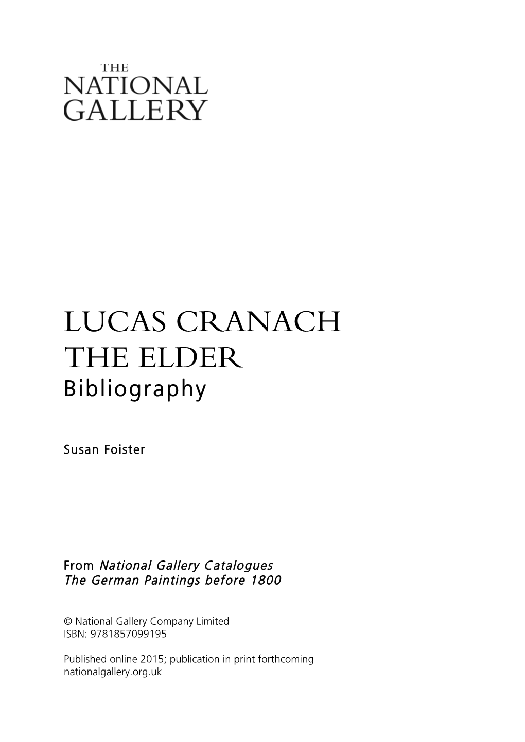 Lucas Cranach the Elder: Bibliography