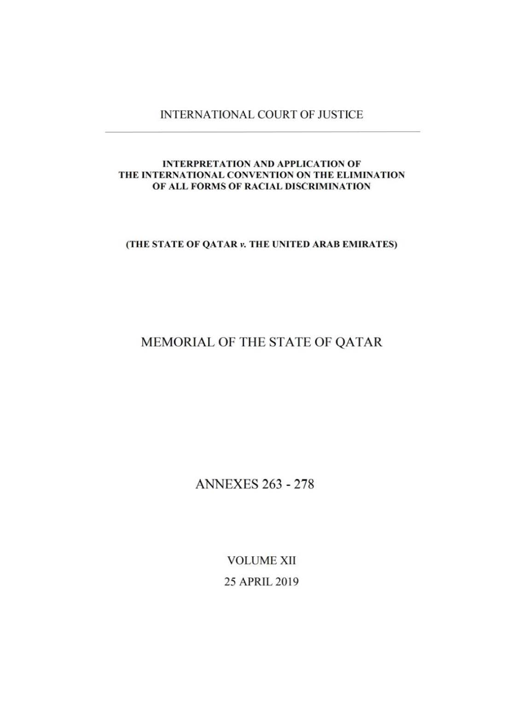 Memorial of the State of Qatar Annexes