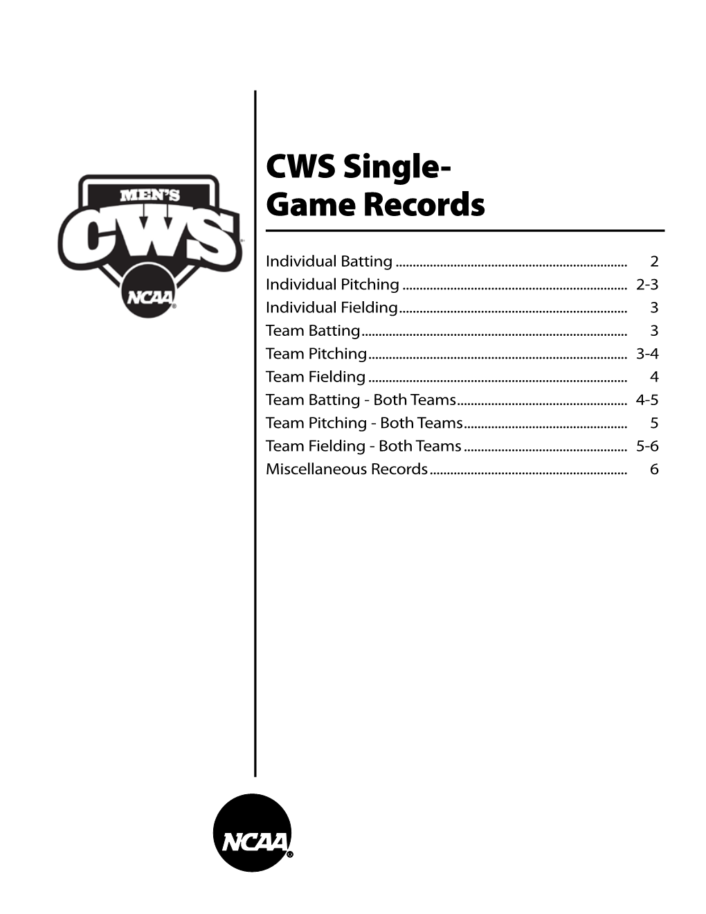 CWS Single- Game Records