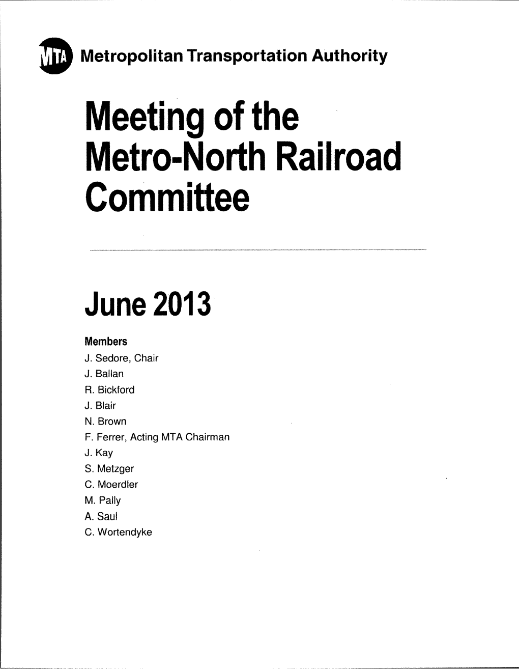 Meeting of the Metro-North Railroad Committee