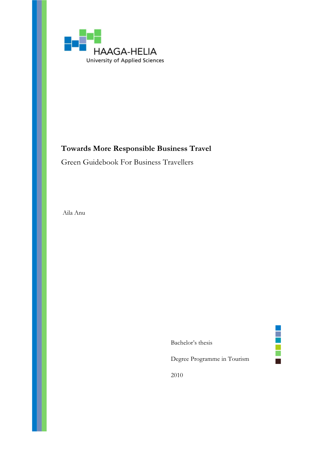 Towards More Responsible Business Travel Green Guidebook for Business Travellers