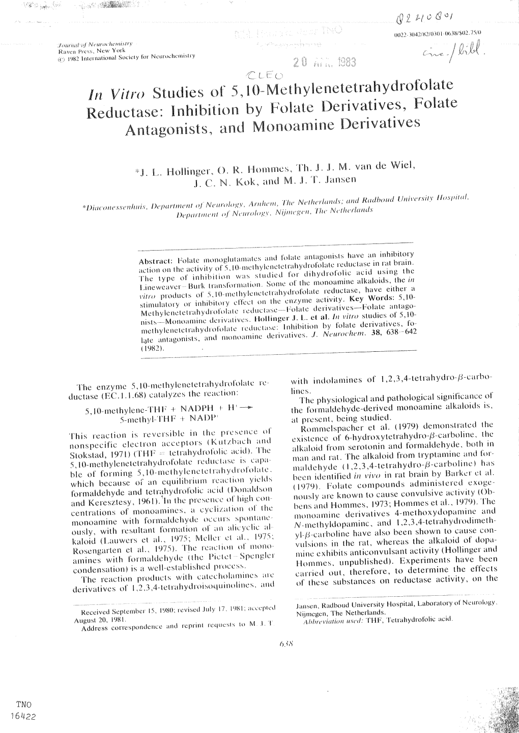 I Nhibition by Folate Derivatives, Folate