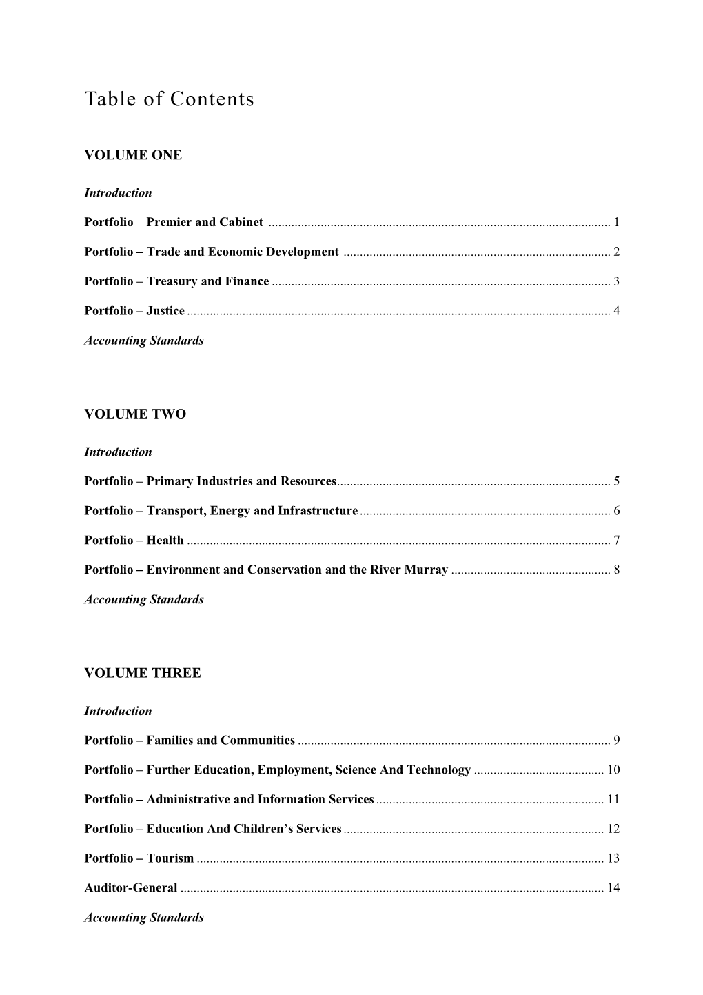 Table of Contents